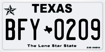 TX license plate BFY0209