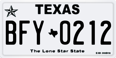 TX license plate BFY0212