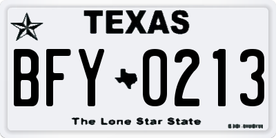 TX license plate BFY0213