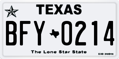 TX license plate BFY0214