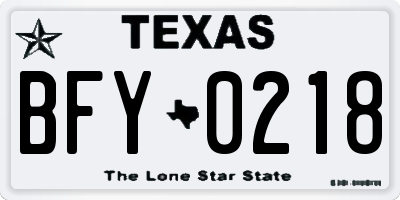 TX license plate BFY0218