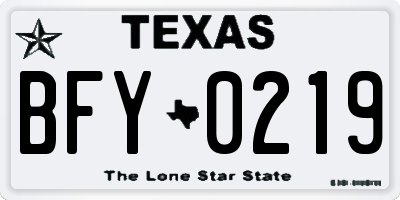 TX license plate BFY0219