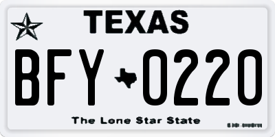TX license plate BFY0220