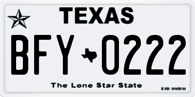 TX license plate BFY0222