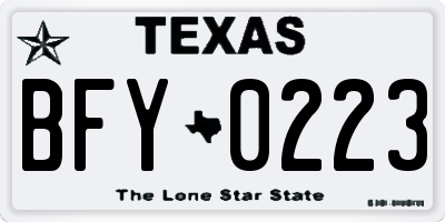 TX license plate BFY0223