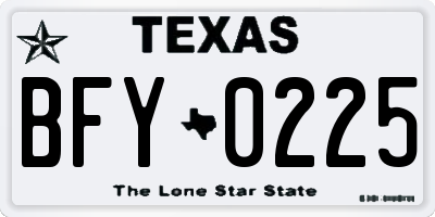 TX license plate BFY0225