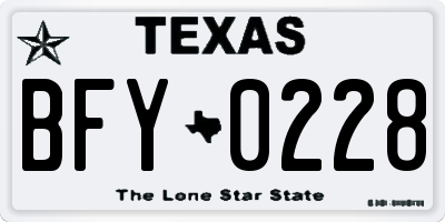 TX license plate BFY0228