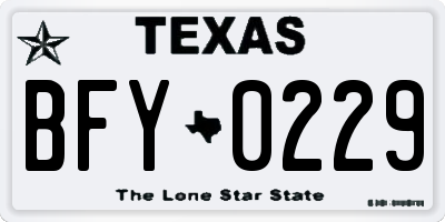 TX license plate BFY0229