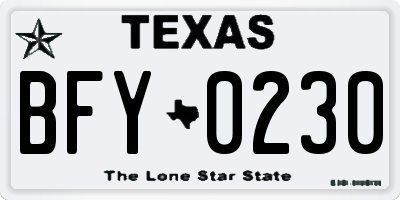 TX license plate BFY0230