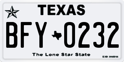 TX license plate BFY0232