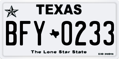 TX license plate BFY0233