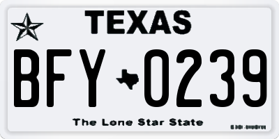 TX license plate BFY0239