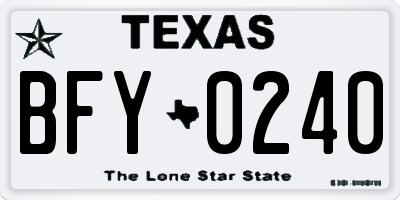 TX license plate BFY0240