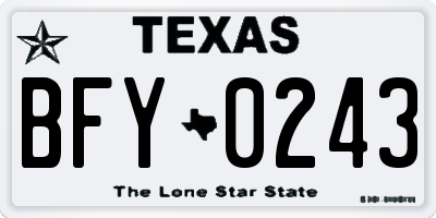 TX license plate BFY0243