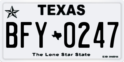 TX license plate BFY0247