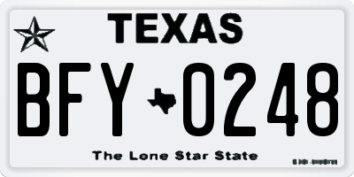 TX license plate BFY0248