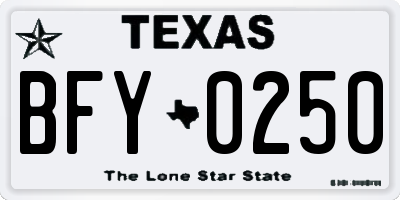 TX license plate BFY0250
