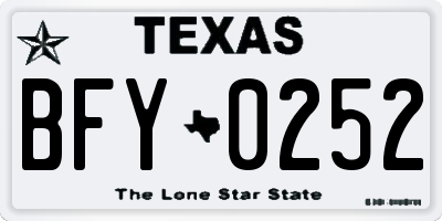 TX license plate BFY0252