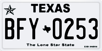 TX license plate BFY0253