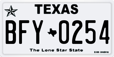 TX license plate BFY0254