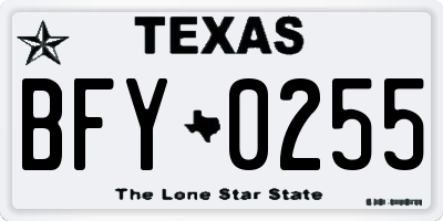 TX license plate BFY0255