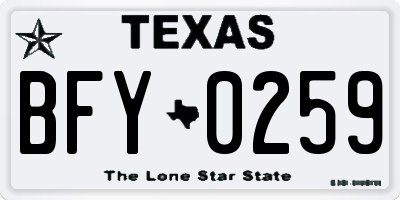 TX license plate BFY0259