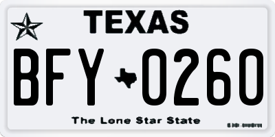 TX license plate BFY0260