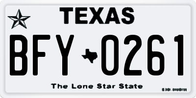 TX license plate BFY0261