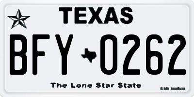TX license plate BFY0262