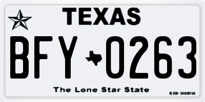 TX license plate BFY0263