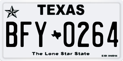 TX license plate BFY0264
