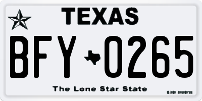 TX license plate BFY0265