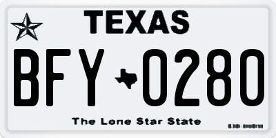 TX license plate BFY0280