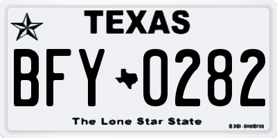 TX license plate BFY0282