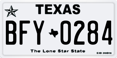 TX license plate BFY0284