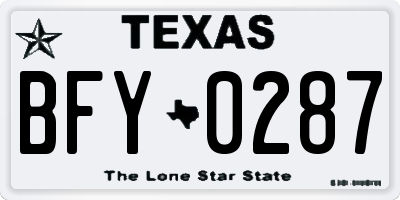 TX license plate BFY0287