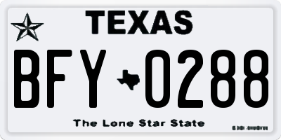 TX license plate BFY0288