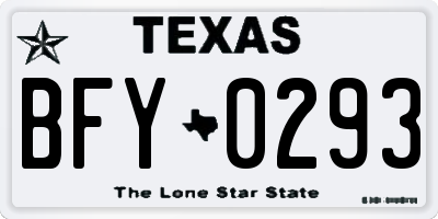 TX license plate BFY0293