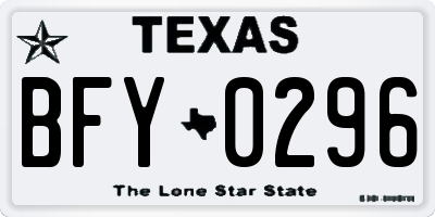 TX license plate BFY0296