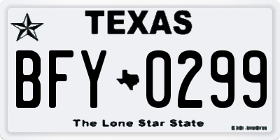 TX license plate BFY0299