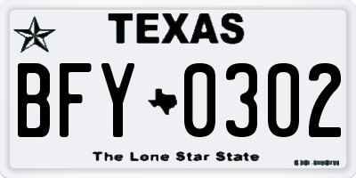 TX license plate BFY0302