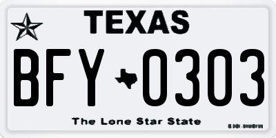TX license plate BFY0303