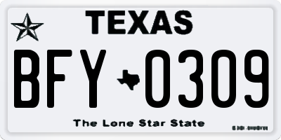 TX license plate BFY0309