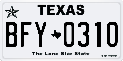 TX license plate BFY0310