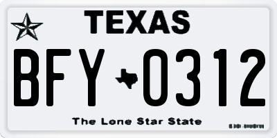 TX license plate BFY0312