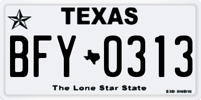 TX license plate BFY0313
