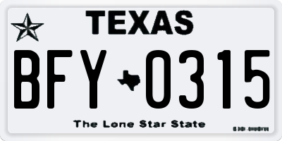 TX license plate BFY0315