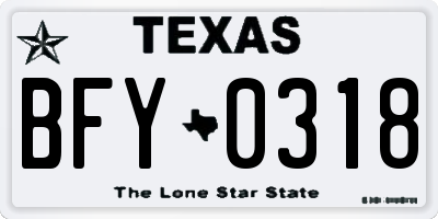 TX license plate BFY0318