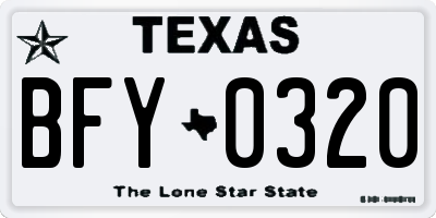 TX license plate BFY0320