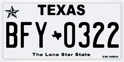 TX license plate BFY0322